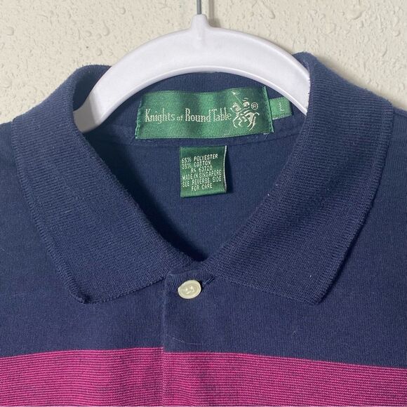 Vintage Knights Of Round Table Striped Color Block Polo Shirt Men's Size Large - Picture 4 of 15